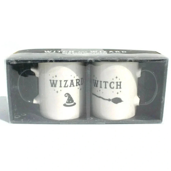 Other - New Halloween WITCH AND WIZARD MUG SET Coffee Tea Bone China New In Box